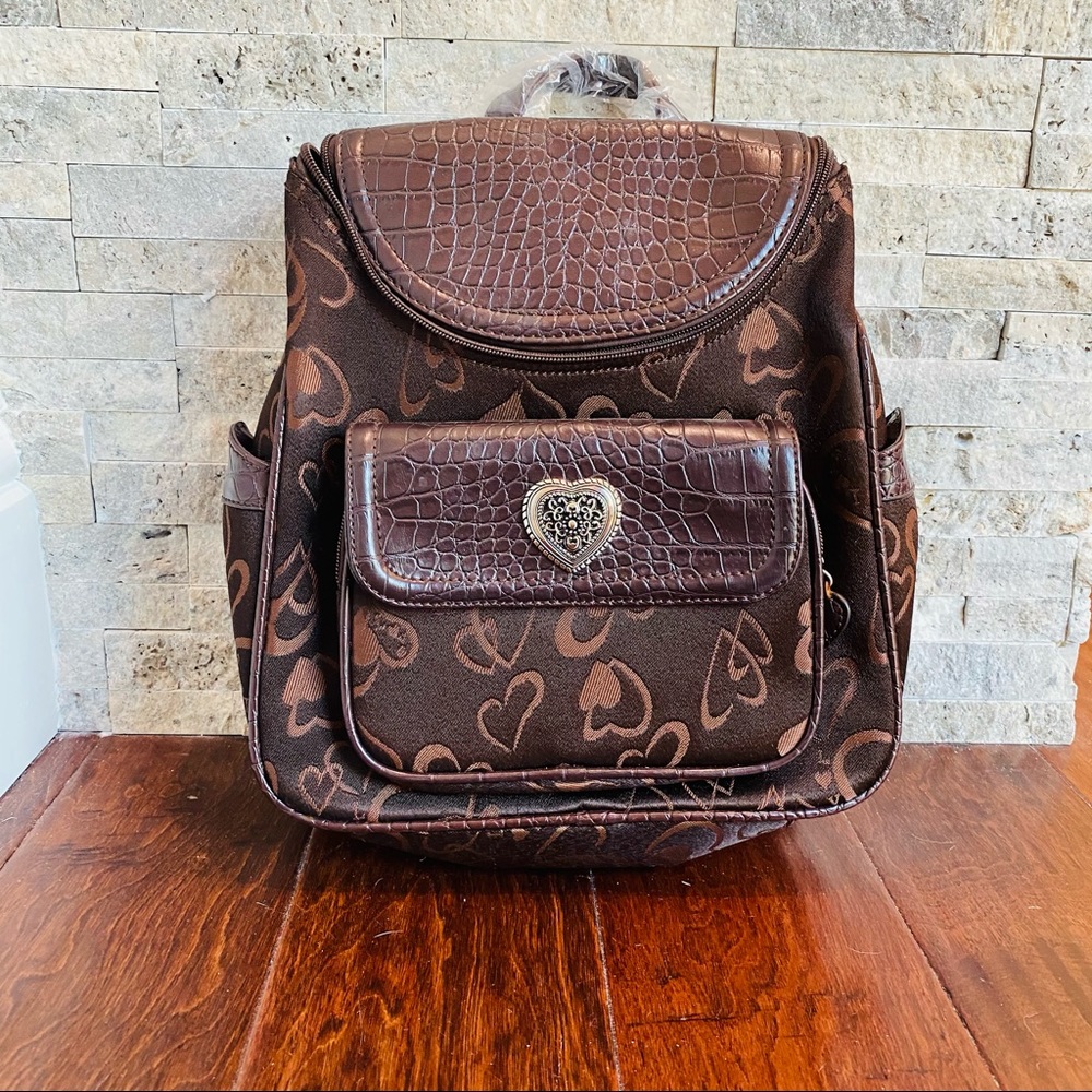 Small backpack with faux leather accents